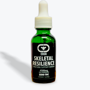 A Green Bottle with a White Lid. The label reads Skeletal Resilience.